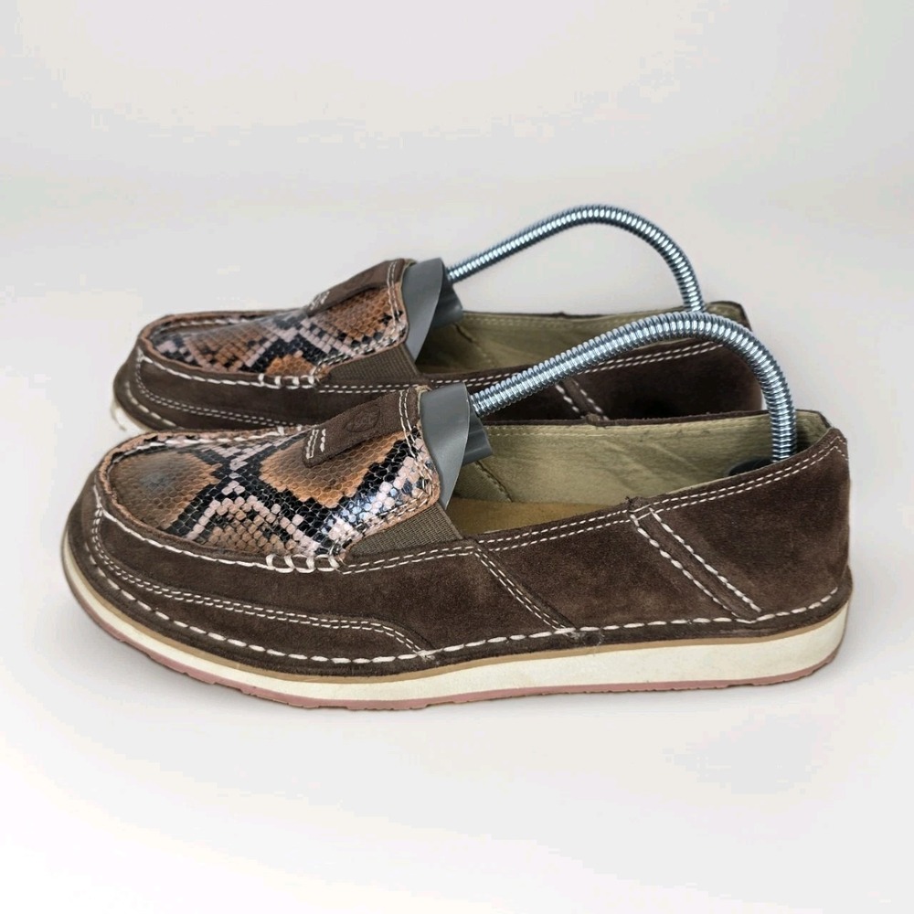 Ariat Women's Cruiser Coffee Bean Suede Chocolate Snake Print US 7.5 Loafer